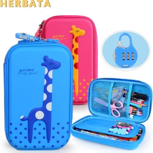 Cartoon Cute 3 Layers Password Lock Stationery Box Simple Student Multi-function Paper Pencil Box lock Pencilcase Pencil Cases