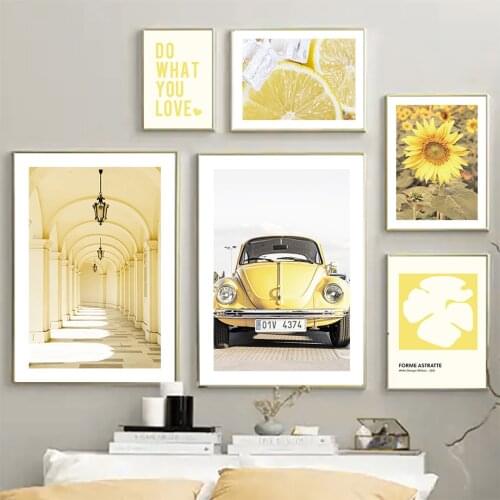 Sunflower lemon Car Moroccan Arch Door Wall Art Canvas Painting Nordic Posters And Prints Wall Pictures For Living Room Decor