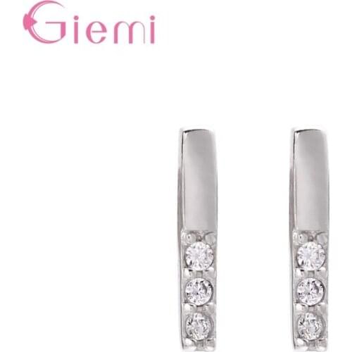 Simple Trendy 925 Sterling Silver Earrings Zircon Geometric Stud Earrings For Women Lady Party Gifts Jewelry Accessories