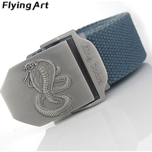 Flying Art king cobra automatic buckle belt For man High quality 4mm thick 3.8cm wide canvas belts Men jeans tactical belt