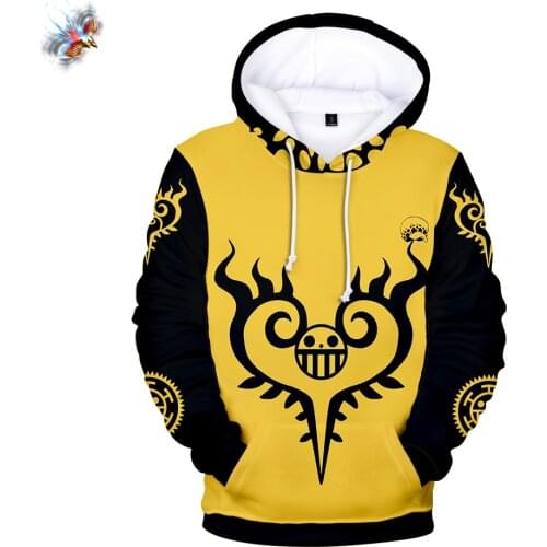 Anime 3D Printing Hooded Pullover Trafalgar Law Cosplay Hoodie Mens Large Size Hoodie Casual Pullover Full Length