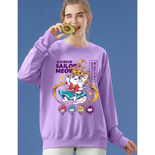 Cartoon Character Hoodies Crewneck Sweatshirt Women Crewneck Tops Unisex Clothes for Man and Women Japanese Streetwear Harajuku