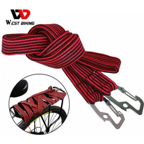 WEST BIKING Bike Cargo Tied Rope Carbon Steel Hook Hasp Luggage Carrier Retractable Elastic Band Bicycle Cargo Racks Straps Rope