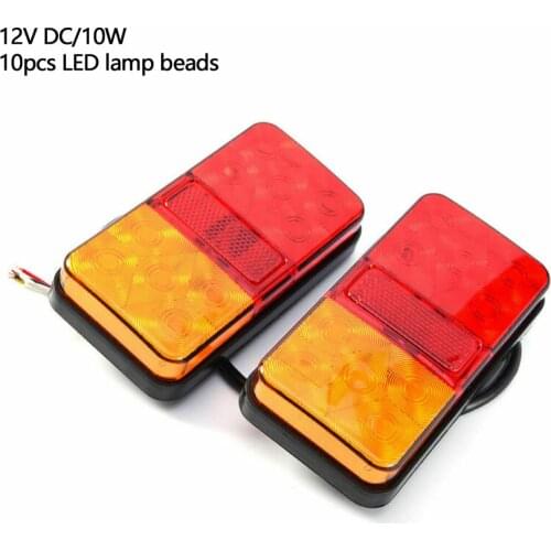 LED Tail Lights Rear 12V Truck Trailer Turn Signal 2pcs Black Kit 146 x 79 x 27mm