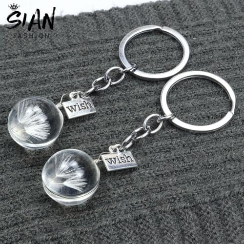 SIAN Key Chain Wish Dandelion Seed Flower Style Refreshing And Fashion Jewelry Symbolize Luck Key Ring Pendant Gift for Friends