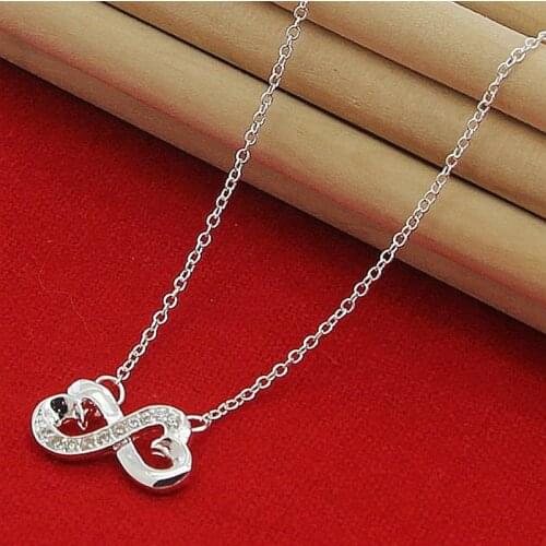 2019 New Silver 925 Jewelry Necklace Fashion Infinite Love Heart Choker Necklace For Women Jewelry Gifts