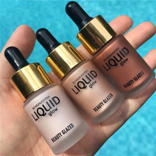 Beauty Glazed 3 Colors Liquid Highlighter Makeup Concealer Shimmer Highlighter Metallic Face Body Illuminating Bronzing Drops