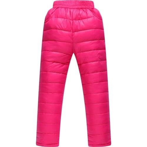 Winter 2018 New Arrival Boys & Girls Thicken Down Pants Kids Warm High Waist Solid Pants Children Brand Winter Clothes , LC556