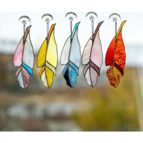 1/9pcs Feather Modern Acrylic Window Hangings Decor Suncatcher Gift Garden Decor Mothers Day Gift JW