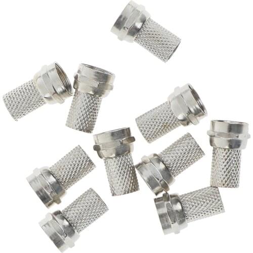 10 Pcs New Copper Twist On RG6 F Type Coaxial Cable Connector Plugs High Quality Connector For TV Satellite Antenna Coax Cable