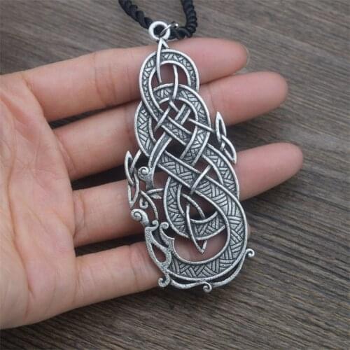12pcs Vintage Odin Symbol Dragon Snake Pendant Necklace Norse Viking Amulet