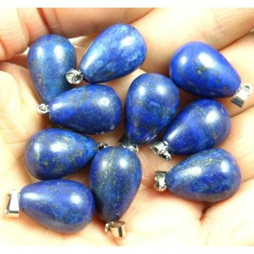 24pcs Hot sell Natural stone lapis lapis lazuli Quartz crystal water drop pendants for diy Jewelry making necklace Accessories