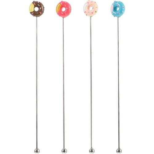 4Pcs Donut Shape Blender Stainless Steel Swizzle Stick Cocktail Coffee Stirrer Kitchen Accessories