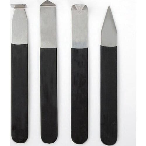 ABSF 4 Pcs Pottery Tool Stainless Steel Carving Plastic Knife Clay Sculpture Hand Tool Craft Trim Artist Ceramic Tool Set