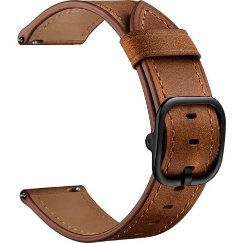 BEAFIRY Genuine Leather Watch Band 22mm Brown Black Calfskin Leather Watch straps for huawei for women men watchband