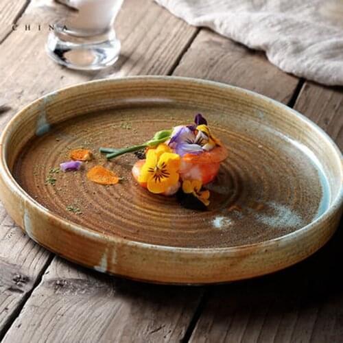 Retro ceramic dish dish, Japanese soup dish, creative home deep dish, simple western dish, cold dish