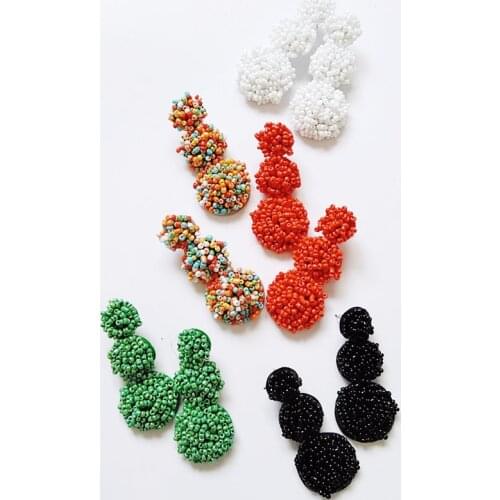 Ztech Bohemia Beads Long Earrings Charm Handmade Weaving Drop Earrings Female Boho Statement Fashion Jewelry Ethnic Bijoux