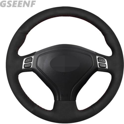 Car Steering Wheel Cover For Subaru Forester 2005-2007 Outback 2005 2006 2007 Legacy 2005 2006 2007 Black Hand-stitched Suede