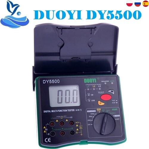 DY5500 4 in 1 Voltmeter Measuring Meter Phase Indicat Digital Multifunction Resistance Tester Multimeter Insulation Earth Tester
