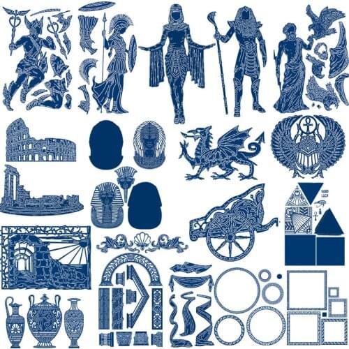 Egypt Pyramid Pharaoh Greece Gods Metal Cutting Dies for Scrapbooking DIY Album Embossing Card Making Decor Crafts New 2019