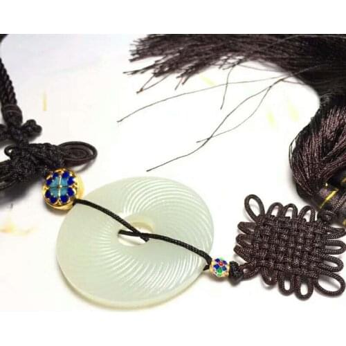 H10#Exquisite Hetian jade thread safety buckle car hanging