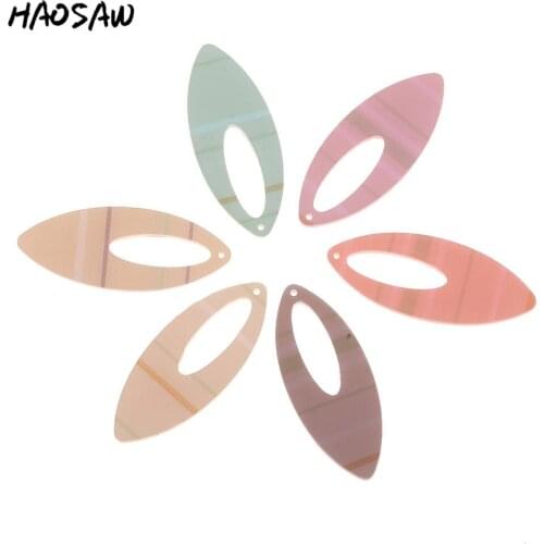 HAOSAW 19*47MM 6Pcs/Lot HandMade/Acetic Acid Charm/Leaf Shape/DIY Jewelry Making/Jewelry Accessories/Earring Findings
