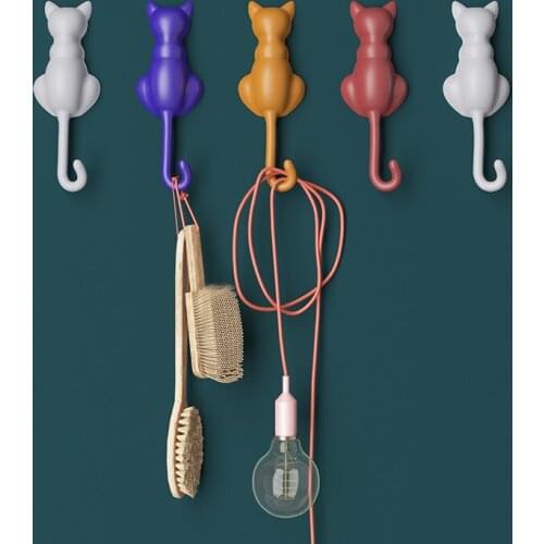 Cute art abstract animal decoration wall hook clothes hat paste hook up