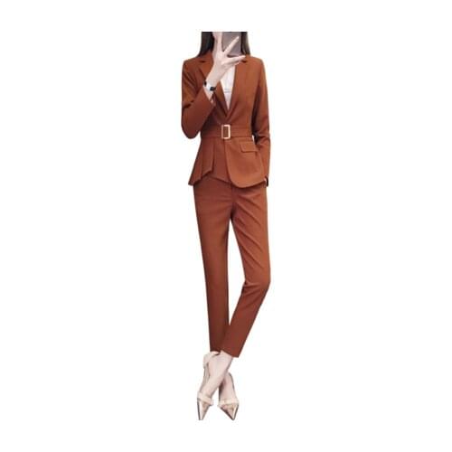 Fashion suit suit female autumn New high quality large size temperament casual suit + calf pants two-piece suit women sizeS-4XL