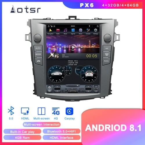 Android 8.1 Tesla style DVD multimedia player GPS navigation for Toyota Corolla 2007-2013 car radio player Auto stereo head unit