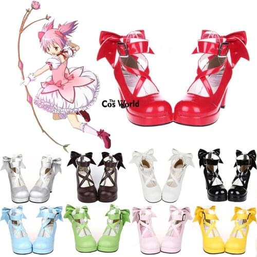 Puella Magi Madoka Magica Kaname Madoka Lolita Platform Pumps High Heels Cosplay Shoes Any Size