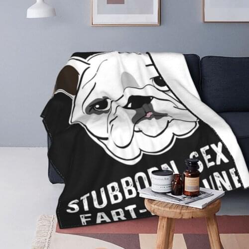 Funny English Bulldog Lover Gifts Dog Blanket Fleece Decoration Portable Super Soft Throw Blankets for Sofa Office Bedspread