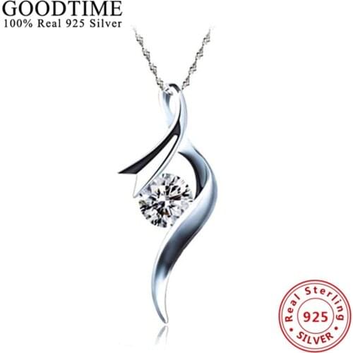 100% 925 Sterling Silver Pendant Necklaces Pure Sterling Silver 925 Necklace Real Silver Collar Colar de Plata AJN035