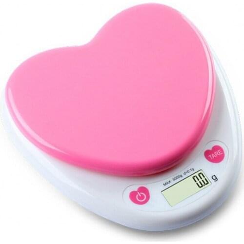 Portable Digital Kitchen Scale LCD Monitor Auto Zero Auto Poweroff Solid Heart Shape Gift for Measuring Weight Food