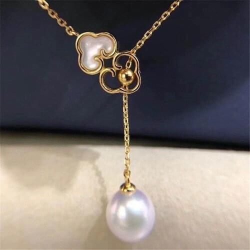 DIY pearl accessories 925 silver Blank pearl Sets of Chain Setting Base empty pendant chain with