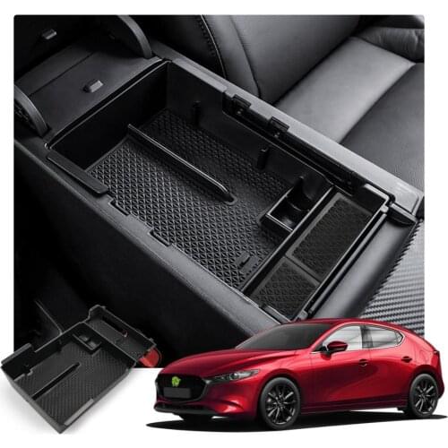 RUIYA Car Armrest Storage Box For Mazda 3 4th 2019 2020 Center Console Container Auto Interior Styling Accessories Black