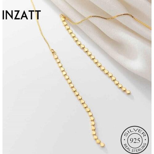 INZATT Real 925 Sterling Silver Tassel Round Drop Earrings For Elegant Women Party Fine Jewelry Geometry Accessories Gift