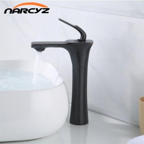 Basin Faucets Brass Black Gold Bathroom Faucet Sinks Mixer Tap Hot and Cold Swivel Spout Deck Mounted Washbasin Faucet B604