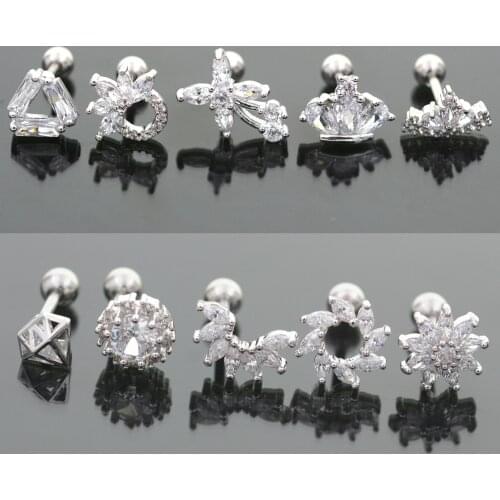Starose 1pc 18G Rod Crystal Sun Flower Ear Piercing Stud Helix Piercing Tragus Cartilage Crown Lobe Earrings Ear Rings Jewelry