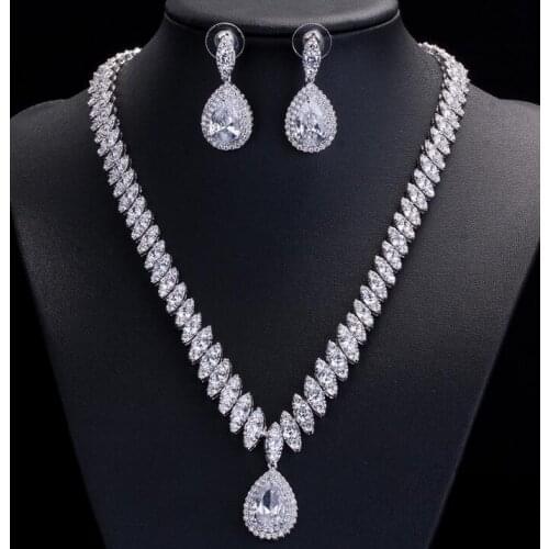Fine Jewelry Sets AAA Red Cubic Zircon Jewelry Sets ,Earrings /Necklace,Promotion,Nickel Free