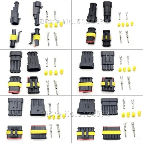 1-5sets Kit 1/2/3/4/5/6 Pins Way AMP 1.5 Super Seal Waterproof Electrical Wire Cable Connector Plug for Car Auto