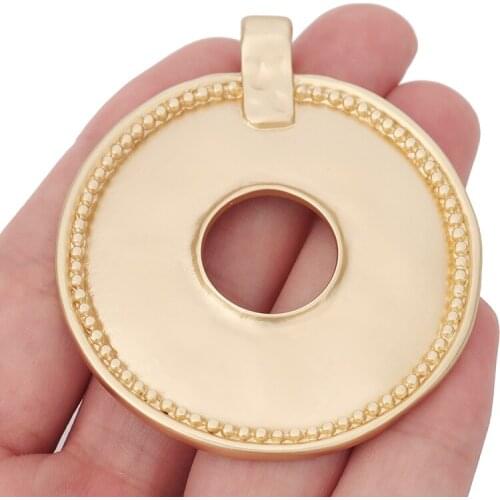 1 x Matte Gold Large Round Circle Charms Pendants Hollow Open for Necklace Jewelry Making Accessories 64x55mm