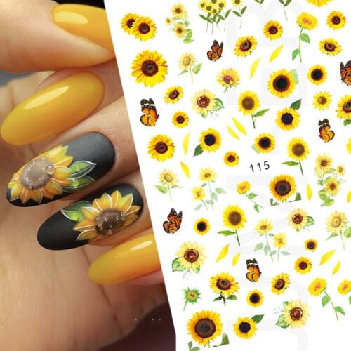 1PC 3D Nail Sticker Sunflower Tulip Rose Bee Animal Special Transfer Picture Flowers Sliders Stickers DIY Nail Art Decoration