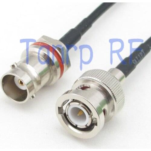 10pcs 6in BNC male to mini BNC female with nut bulkhead RF connector adapter 15CM Pigtail coaxial jumper cable RG174 extension