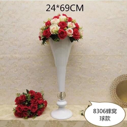 12pcs)69cm tall Wedding Decoration Table Centerpiece Metal Gold Trumpet Vase Stand flower stand