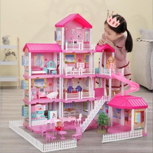 Pretend Play Assembling Villa Girls Gifts Dollhouse Toys
