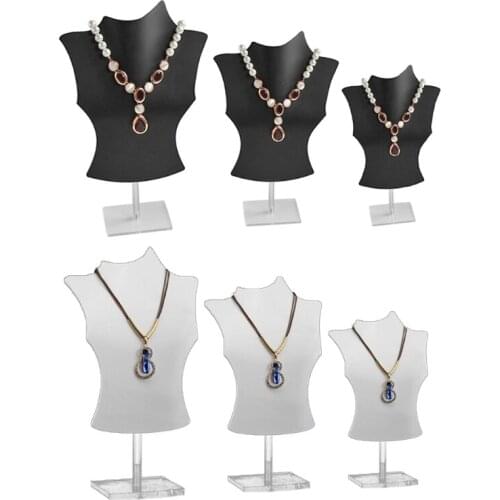 3D Acrylic Mannequin Necklace Jewelry Display Holder Bust Stand Pendant Chain Chokers Lockets Earrings Stand Shelf Storage