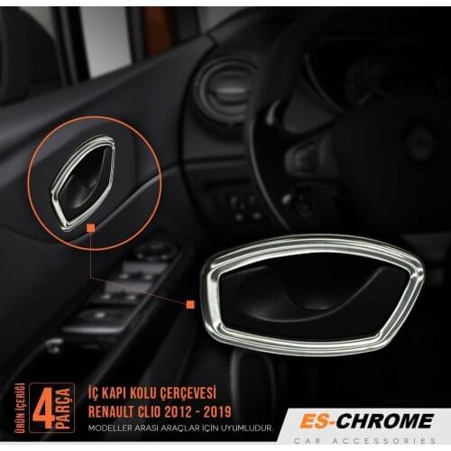 For Renault Clio 4 2012 and After Chrome Interior Door Handle Frame Chromium Styling Stainless Steel Car Accessories 4 Piece