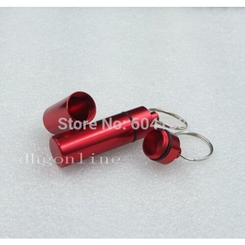 5 PCS longer one 2.4'' x 0.67'' Waterproof Keychain Capsule cash clip Stash Keyring pill BOX Red
