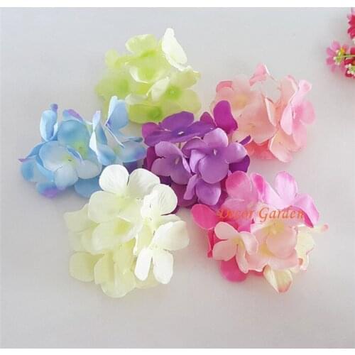 50PCS 10CM Artificial Small Hydrangea Decorative Silk Flower Head For DIY Wedding Decoration Flower Ball accessory props