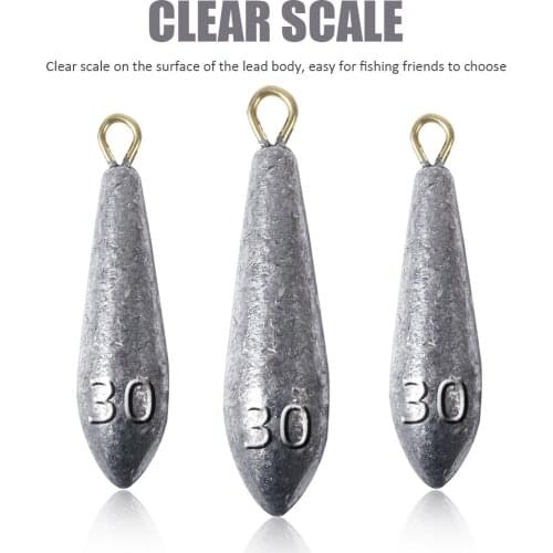5x 10g-50g Fishing Willow Leaf Lead Pendant Fishing Lead Sinker Fishing Tackles Fishing Water Droplets Lead Weights